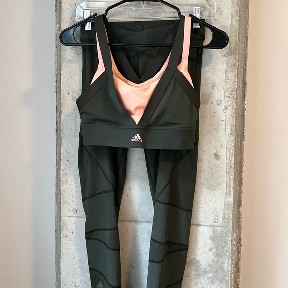 adidas Pants - Adidas Matching Double Layered Sports Bra Crossover Legging Set